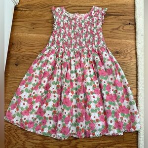 Mini Boden Girls 4-5 Years Dress Strawberries Floral Pink Garden Cottage